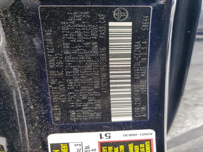 2023 Toyota Camry მანქანა იყიდება აუქციონზე, vin: 4T1C11AK1PU736816, აუქციონის ნომერი: 59717866