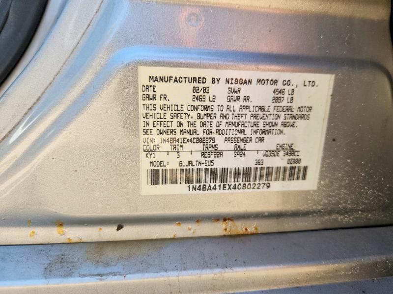 Aukcja sprzedaży 2004 Nissan Maxima, vin: 1N4BA41EX4C802279, numer aukcji: 59886356