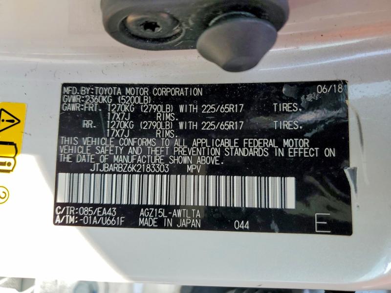 Aukcja sprzedaży 2019 Lexus Nx 300, vin: JTJBARBZ6K2183303, numer aukcji: 59343136