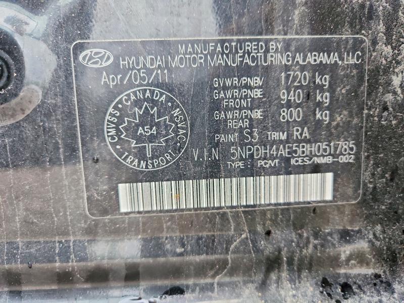 Продаж на аукціоні авто 2011 Hyundai Elantra, vin: 5NPDH4AE5BH051785, номер лоту: 60002526
