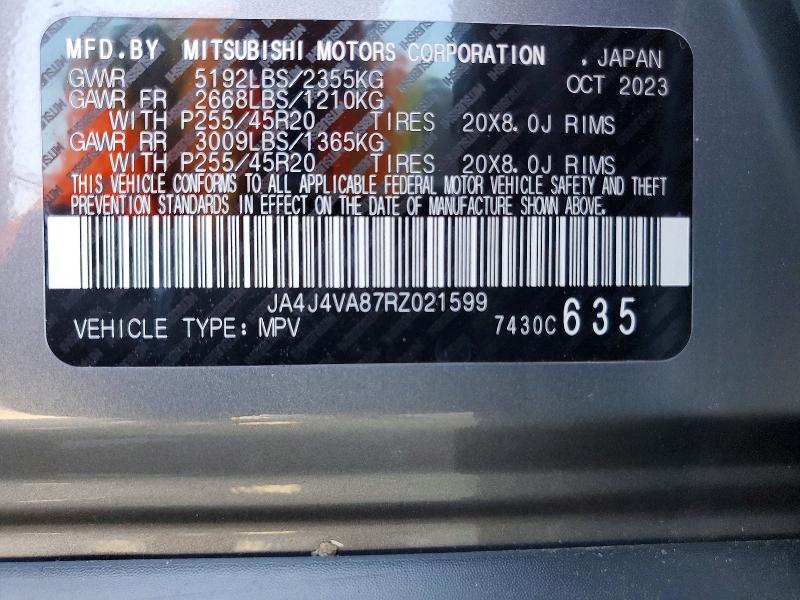 2024 Mitsubishi Outlander მანქანა იყიდება აუქციონზე, vin: JA4J4VA87RZ021599, აუქციონის ნომერი: 59580866