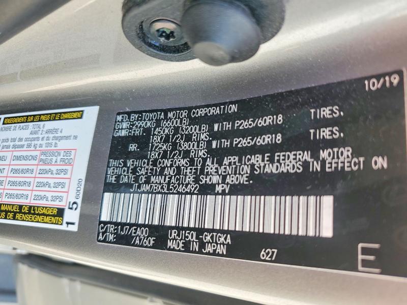 61127856 :رقم المزاد ، JTJAM7BX3L5246492 vin ، 2020 Lexus Gx مزاد بيع