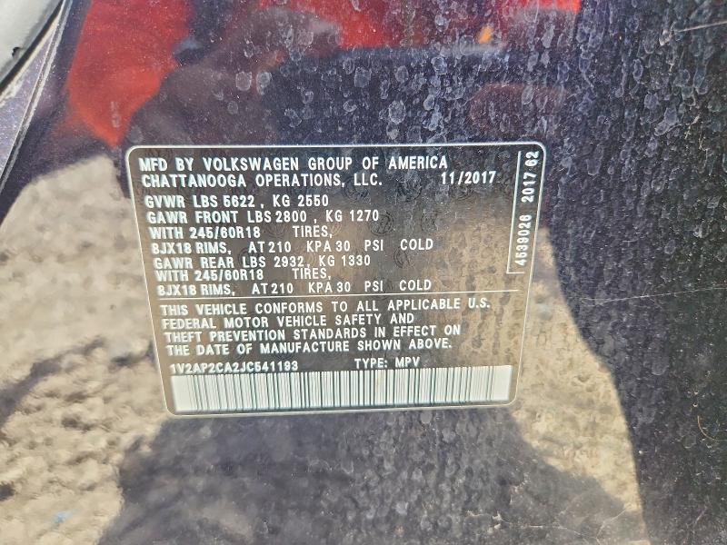 Aukcja sprzedaży 2018 Volkswagen Atlas, vin: 1V2AP2CA2JC541193, numer aukcji: 60743486
