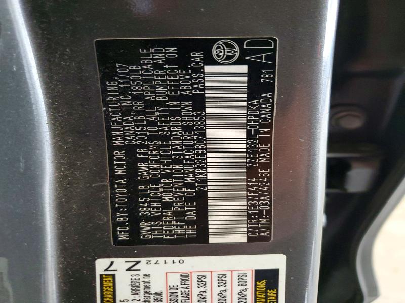 62247826 :رقم المزاد ، 2T1KR32E88C713853 vin ، 2008 Toyota Matrix مزاد بيع