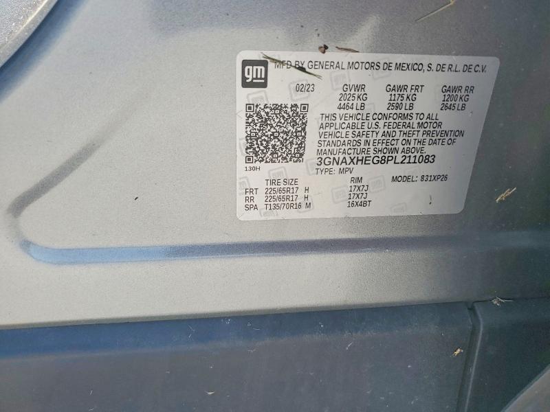 2023 Chevrolet Equinox მანქანა იყიდება აუქციონზე, vin: 3GNAXHEG8PL211083, აუქციონის ნომერი: 59684136