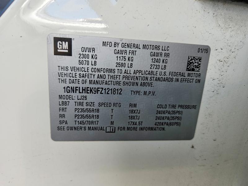Продаж на аукціоні авто 2015 Chevrolet Equinox, vin: 1GNFLHEK9FZ121812, номер лоту: 62946996