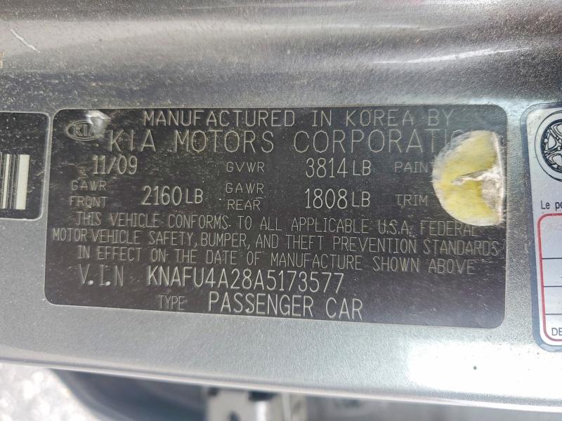 2010 Kia Forte მანქანა იყიდება აუქციონზე, vin: KNAFU4A28A5173577, აუქციონის ნომერი: 62326486