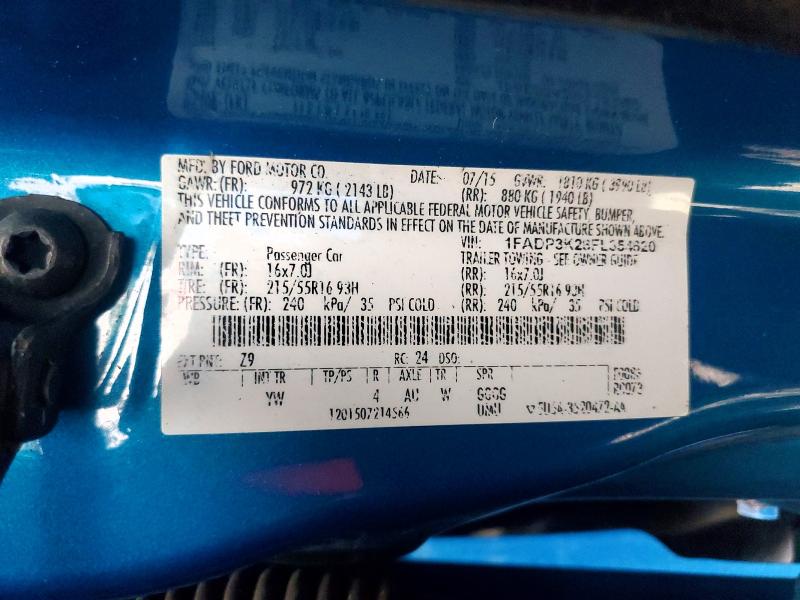 Продаж на аукціоні авто 2015 Ford Focus, vin: 1FADP3K28FL354620, номер лоту: 56122536