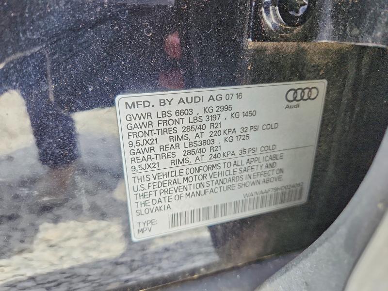 2017 Audi Q7 მანქანა იყიდება აუქციონზე, vin: WA1VAAF79HD024082, აუქციონის ნომერი: 62006686