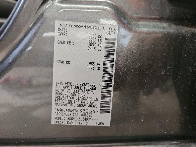 Продажа на аукционе авто 2026 Nissan Altima, vin: 1N4BL4DW4TN332557, номер лота: 62887536