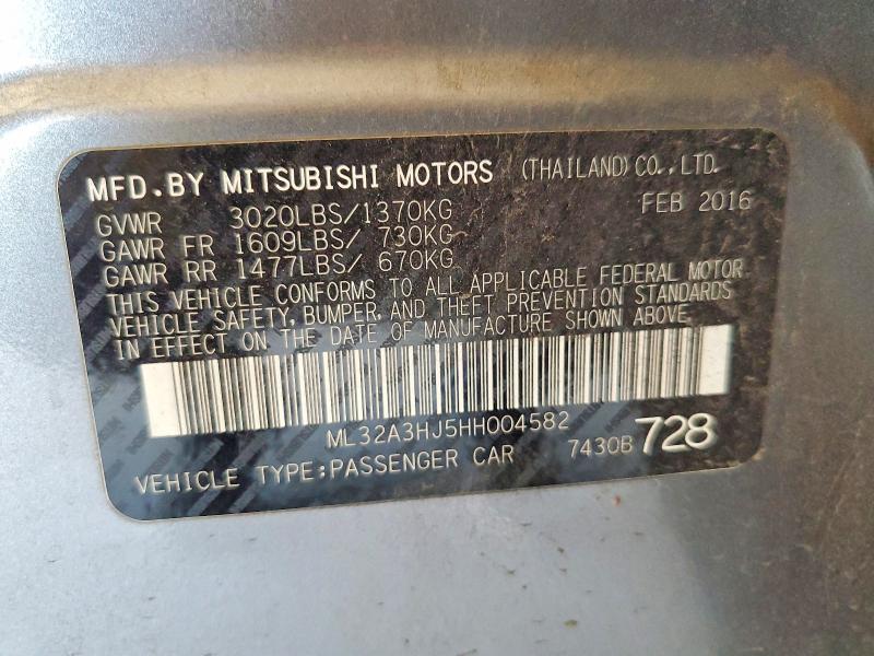 60519316 :رقم المزاد ، ML32A3HJ5HH004582 vin ، 2017 Mitsubishi Mirage مزاد بيع