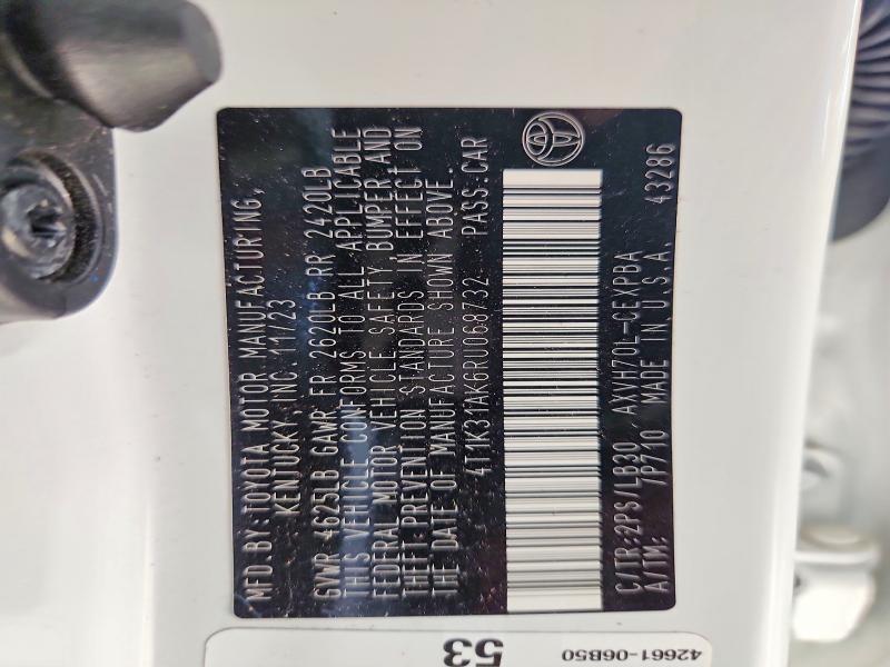 59811106 :رقم المزاد ، 4T1K31AK6RU068732 vin ، 2024 Toyota Camry Hybrid مزاد بيع