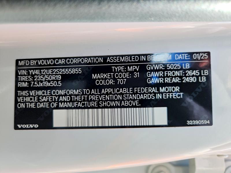 Продажа на аукционе авто 2025 Volvo Xc40, vin: YV4L12UE2S2555855, номер лота: 60092266