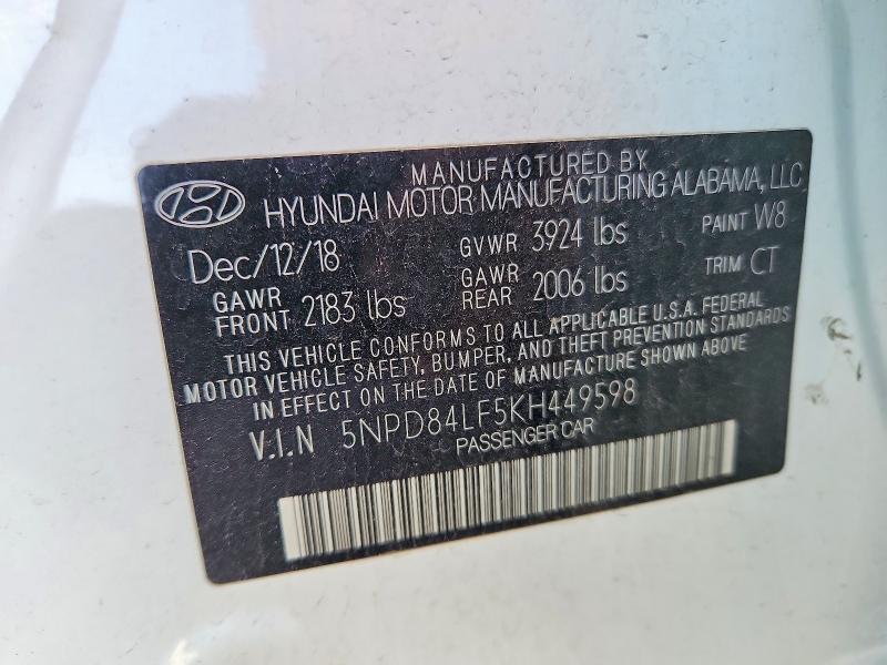 Продаж на аукціоні авто 2019 Hyundai Elantra, vin: 5NPD84LF5KH449598, номер лоту: 60636306