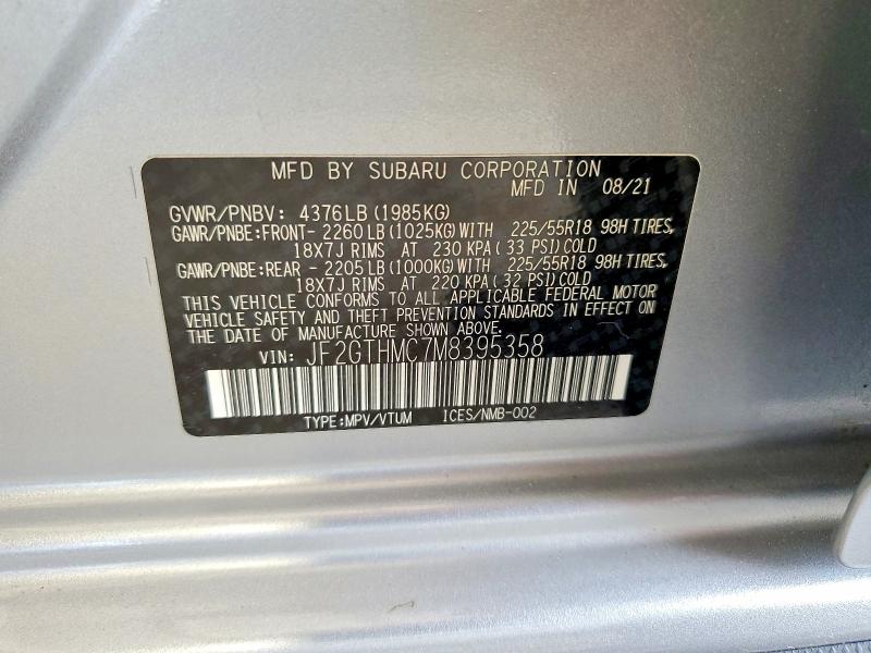 Продаж на аукціоні авто 2021 Subaru Crosstrek, vin: JF2GTHMC7M8395358, номер лоту: 63173926