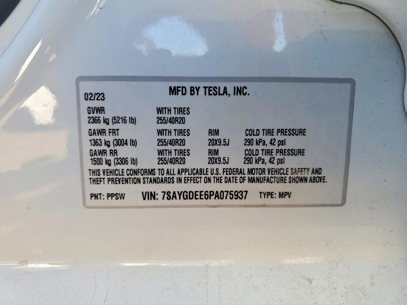 Продажа на аукционе авто 2023 Tesla Model Y, vin: 7SAYGDEE6PA075937, номер лота: 60418156