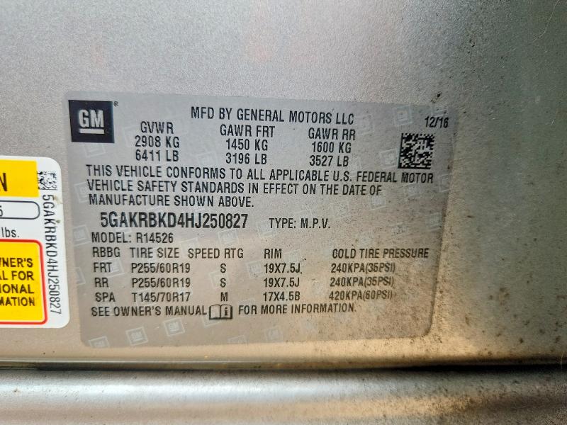 Продаж на аукціоні авто 2017 Buick Enclave, vin: 5GAKRBKD4HJ250827, номер лоту: 62318826