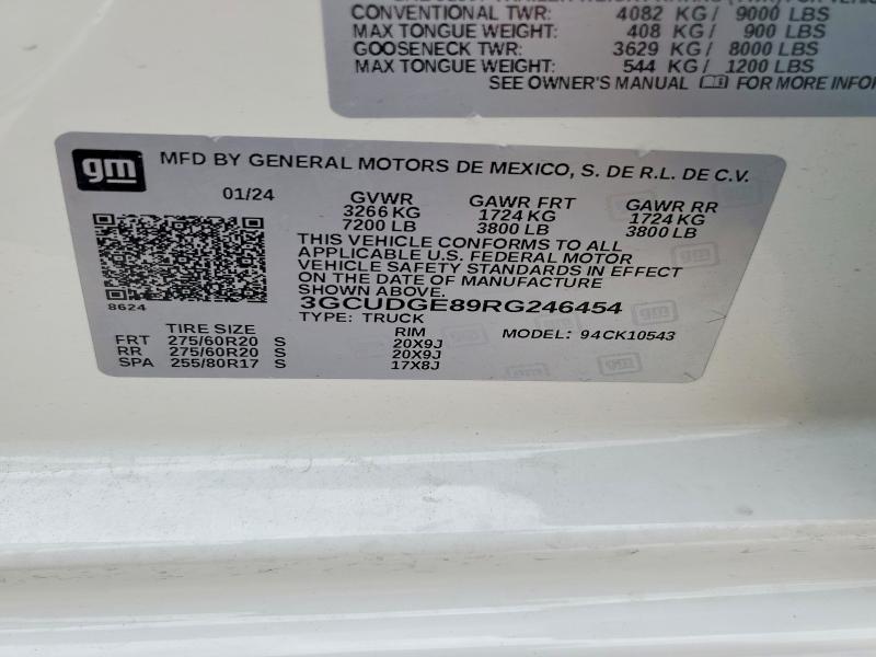 Продажа на аукционе авто 2024 Chevrolet Silverado, vin: 3GCUDGE89RG246454, номер лота: 60861906