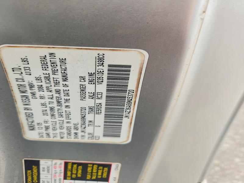Aukcja sprzedaży 2006 Nissan 350z, vin: JN1AZ36A66M453720, numer aukcji: 62772366