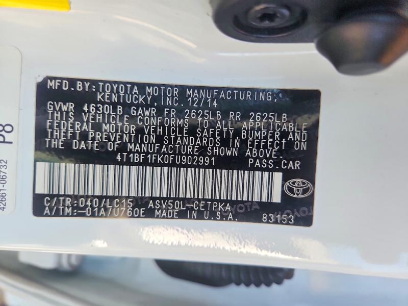 Aukcja sprzedaży 2015 Toyota Camry, vin: 4T1BF1FK0FU902991, numer aukcji: 59817496