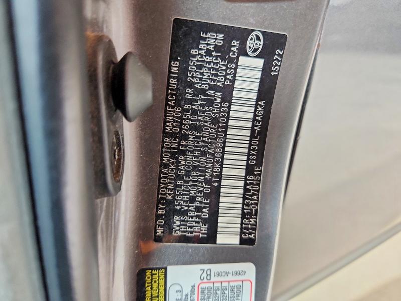 2006 Toyota Avalon მანქანა იყიდება აუქციონზე, vin: 4T1BK36B86U110336, აუქციონის ნომერი: 61674056