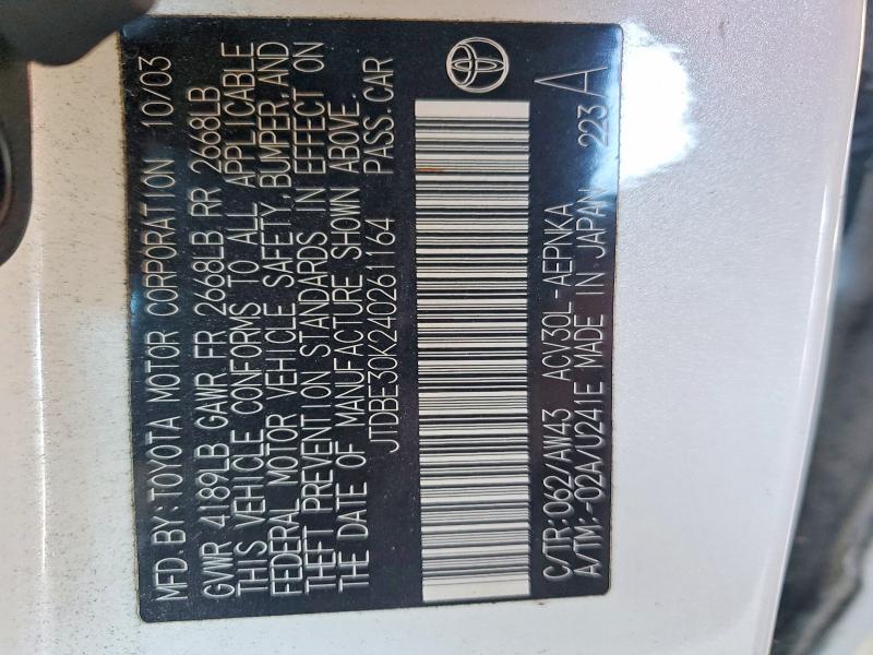 Aukcja sprzedaży 2004 Toyota Camry, vin: JTDBE30K240261164, numer aukcji: 60697436