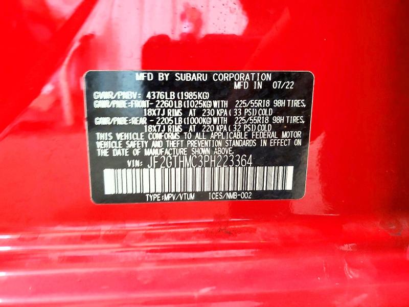 Aukcja sprzedaży 2023 Subaru Crosstrek, vin: JF2GTHMC3PH223364, numer aukcji: 62387486
