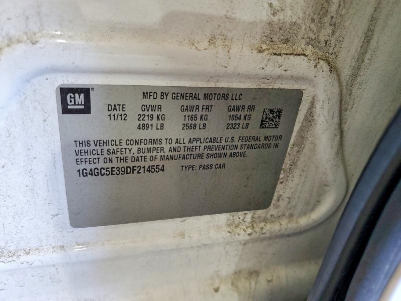 59294096 :رقم المزاد ، 1G4GC5E39DF214554 vin ، 2013 Buick Lacrosse مزاد بيع