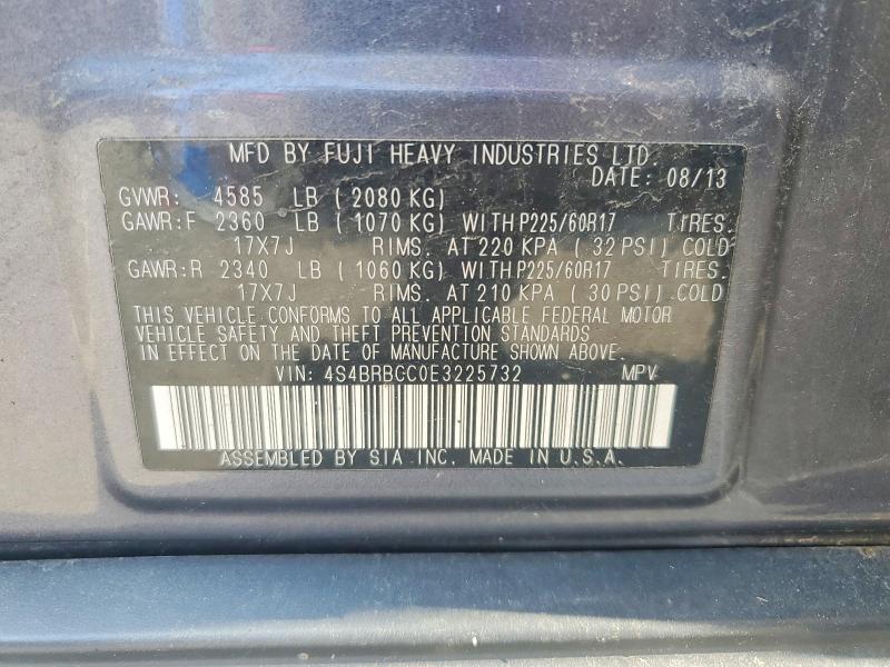 Продажа на аукционе авто 2014 Subaru Outback, vin: 4S4BRBCC0E3225732, номер лота: 62699096
