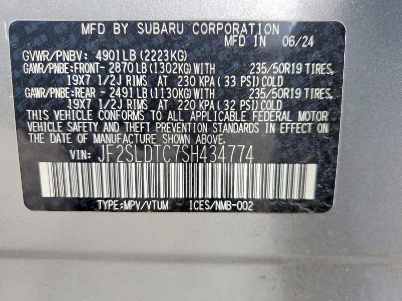 Продаж на аукціоні авто 2025 Subaru Forester, vin: JF2SLDTC7SH434774, номер лоту: 59655616