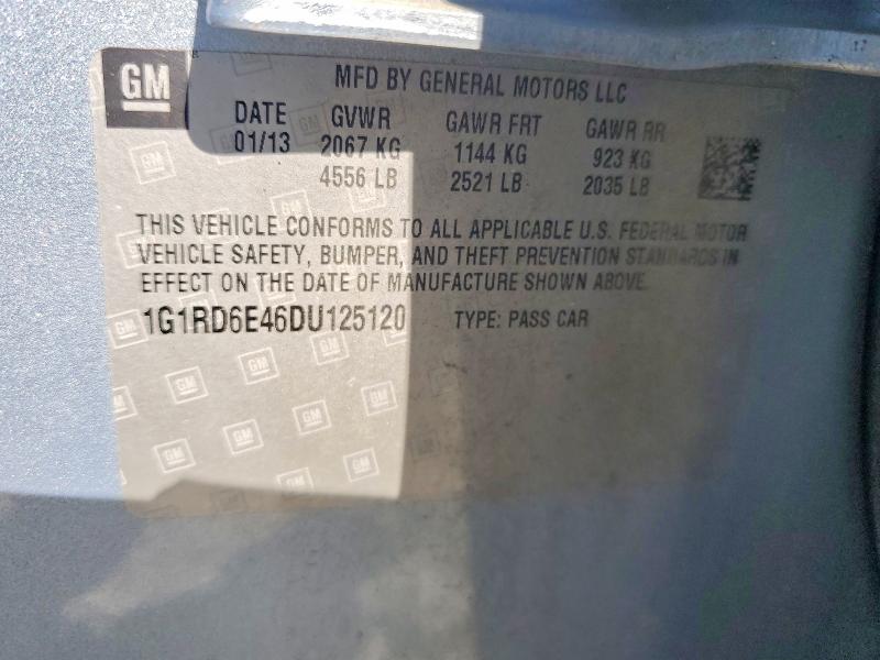2013 Chevrolet Volt მანქანა იყიდება აუქციონზე, vin: 1G1RD6E46DU125120, აუქციონის ნომერი: 60835826