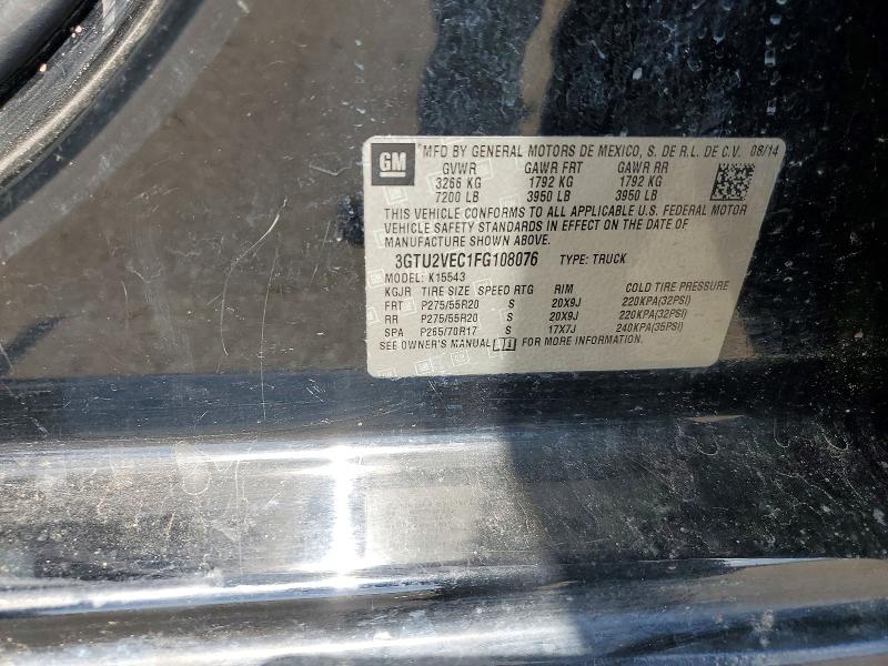 Продаж на аукціоні авто 2015 Gmc Sierra, vin: 3GTU2VEC1FG108076, номер лоту: 60206866
