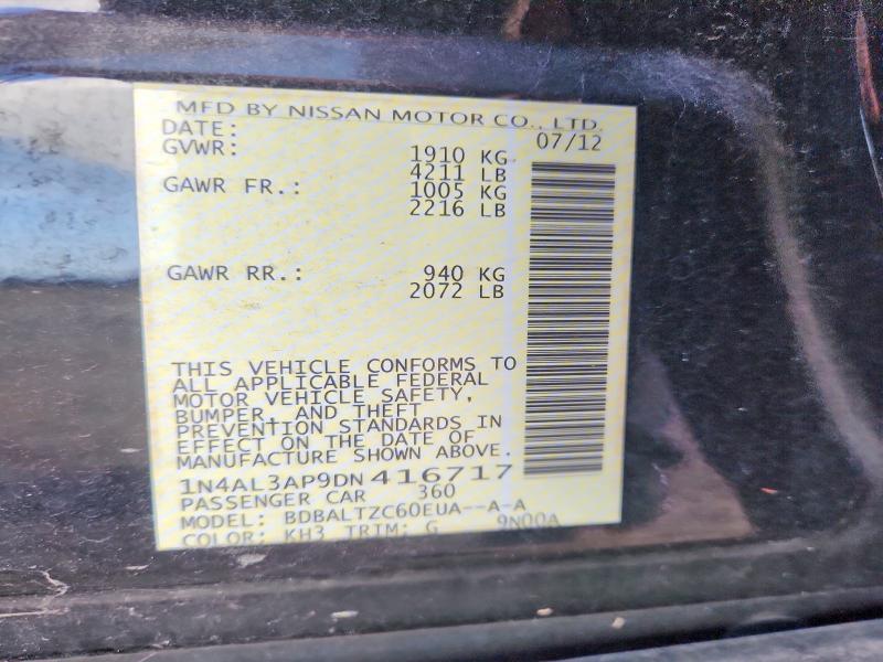 60586516 :رقم المزاد ، 1N4AL3AP9DN416717 vin ، 2013 Nissan Altima مزاد بيع
