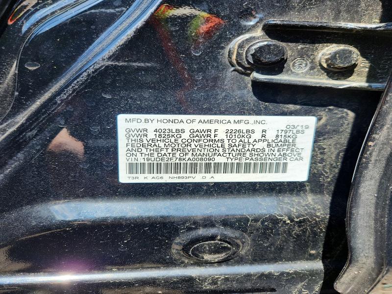 62393176 :رقم المزاد ، 19UDE2F78KA008090 vin ، 2019 Acura Ilx مزاد بيع