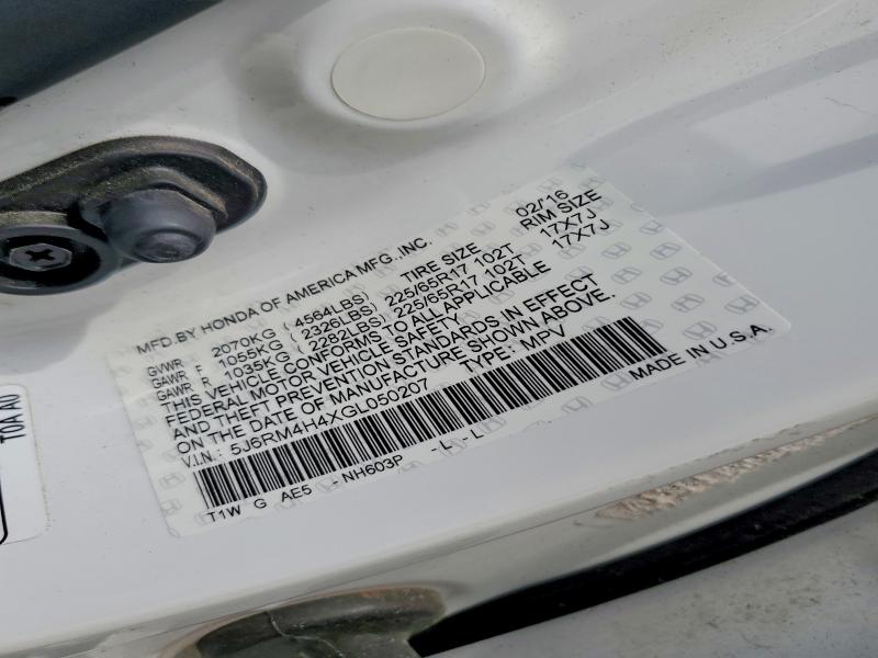 Aukcja sprzedaży 2016 Honda Crv, vin: 5J6RM4H4XGL050207, numer aukcji: 61589516