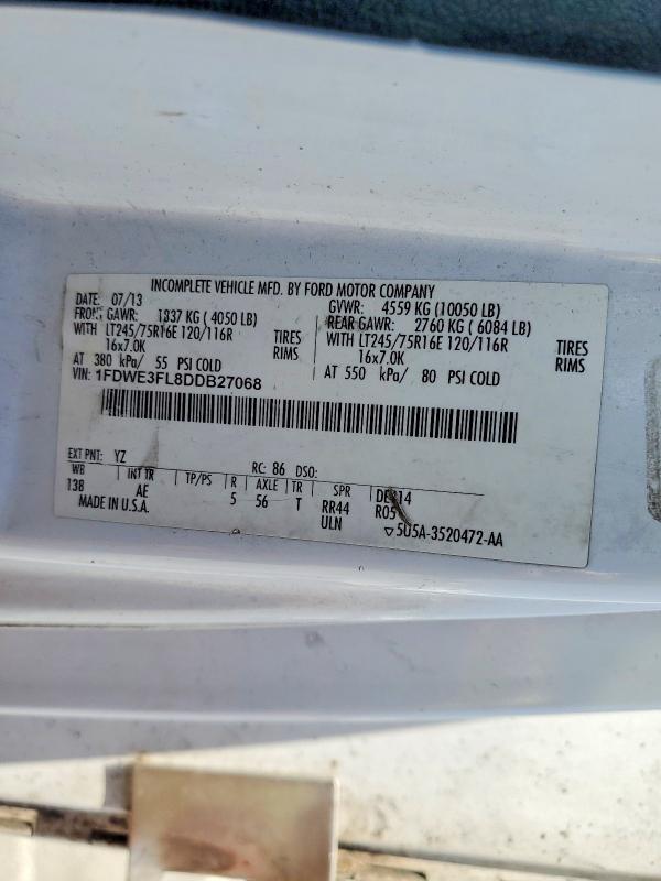 62529206 :رقم المزاد ، 1FDWE3FL8DDB27068 vin ، 2013 Ford Econoline مزاد بيع
