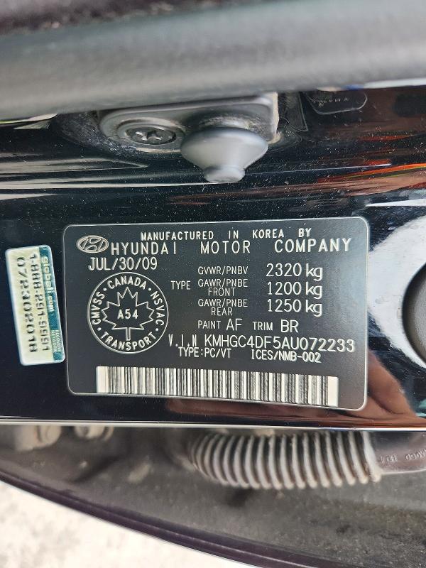 58370856 :رقم المزاد ، KMHGC4DF5AU072233 vin ، 2010 Hyundai Genesis مزاد بيع