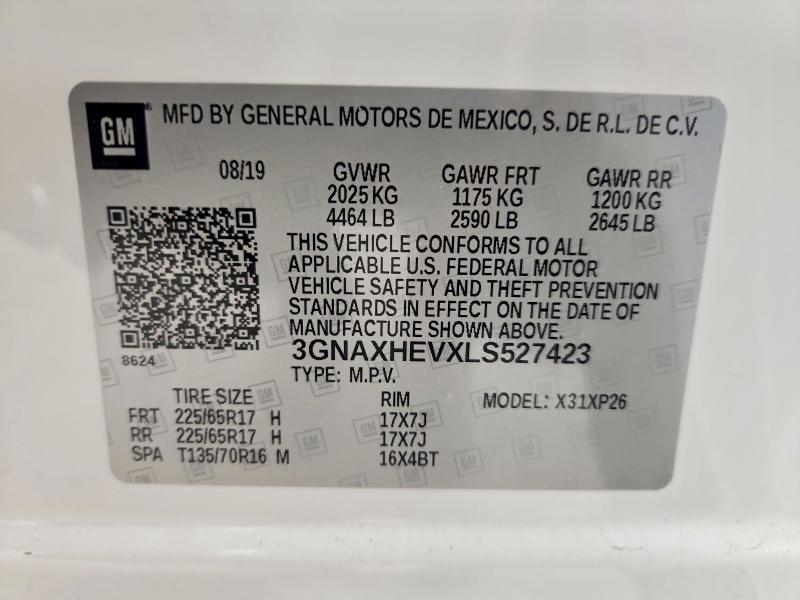 Продажа на аукционе авто 2020 Chevrolet Equinox, vin: 3GNAXHEVXLS527423, номер лота: 61196006