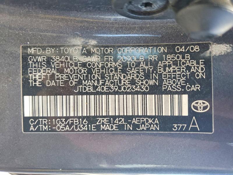 Продажа на аукционе авто 2009 Toyota Corolla, vin: JTDBL40E39J023430, номер лота: 63511296