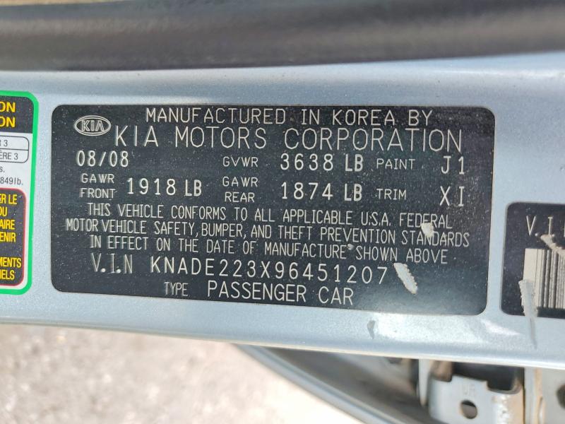 Продаж на аукціоні авто 2009 Kia Rio, vin: KNADE223X96451207, номер лоту: 61805486