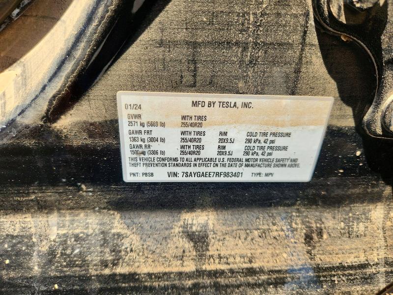 Aukcja sprzedaży 2024 Tesla Model Y, vin: 7SAYGAEE7RF983401, numer aukcji: 61809946