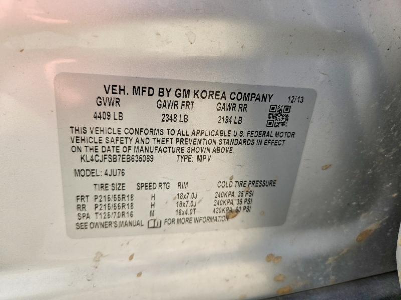 Aukcja sprzedaży 2014 Buick Encore, vin: KL4CJFSB7EB635069, numer aukcji: 59828076