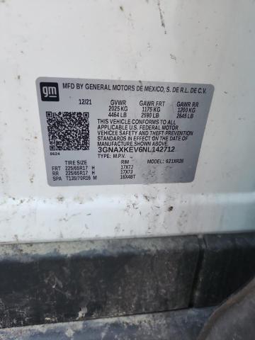 Aukcja sprzedaży 2022 Chevrolet Equinox, vin: 3GNAXKEV6NL142712, numer aukcji: 60957836