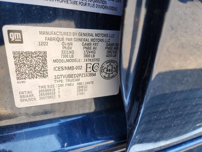2023 Gmc Sierra მანქანა იყიდება აუქციონზე, vin: 1GTVUBED2PZ163854, აუქციონის ნომერი: 61872366