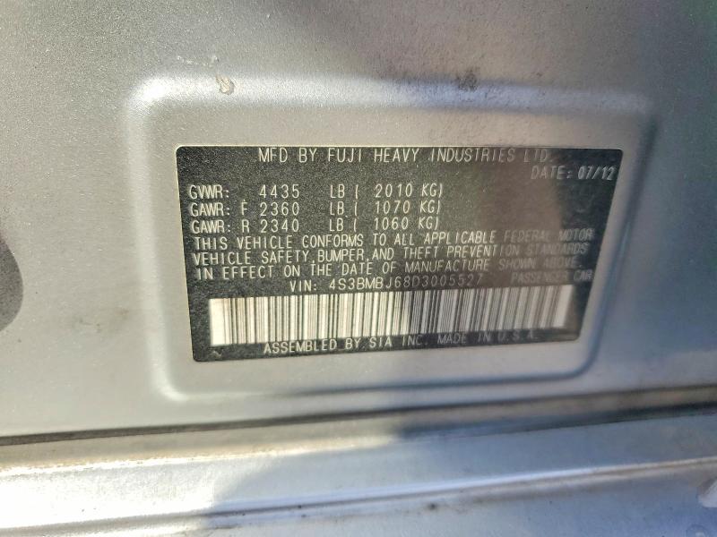 62484556 :رقم المزاد ، 4S3BMBJ68D3005527 vin ، 2013 Subaru Legacy مزاد بيع