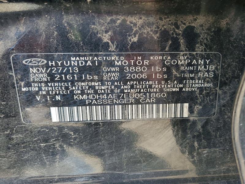 2014 Hyundai Elantra მანქანა იყიდება აუქციონზე, vin: KMHDH4AE7EU051860, აუქციონის ნომერი: 60679946