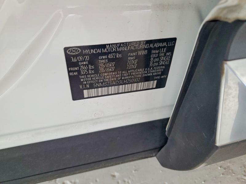 Aukcja sprzedaży 2020 Hyundai Santa Fe, vin: 5NMS23AD3LH250102, numer aukcji: 60470576