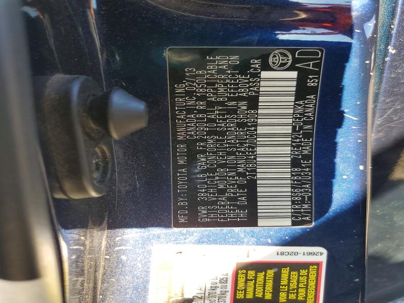 Продаж на аукціоні авто 2013 Toyota Corolla, vin: 2T1BU4EE7DC041908, номер лоту: 61006656