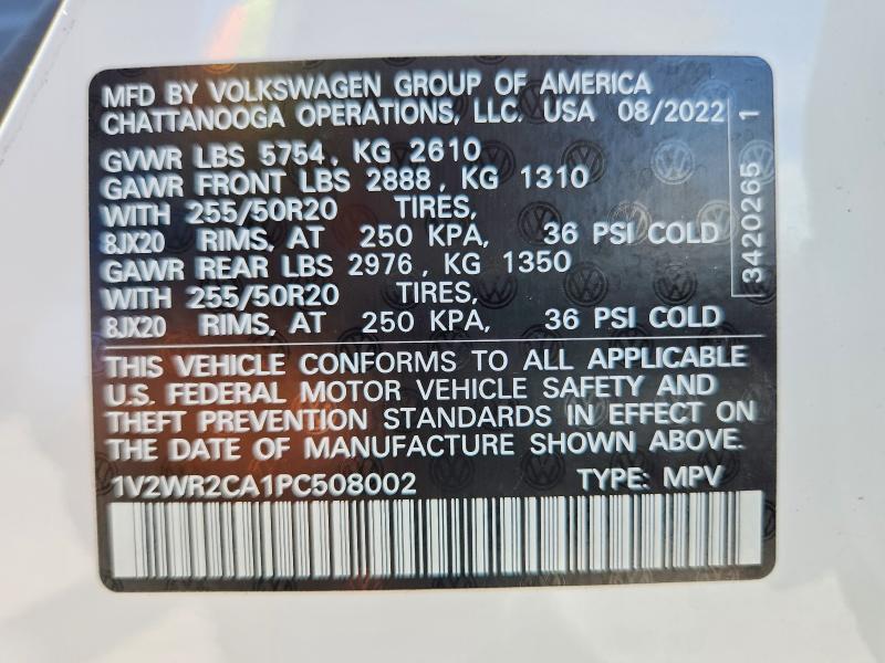 Aukcja sprzedaży 2023 Volkswagen Atlas, vin: 1V2WR2CA1PC508002, numer aukcji: 62433266