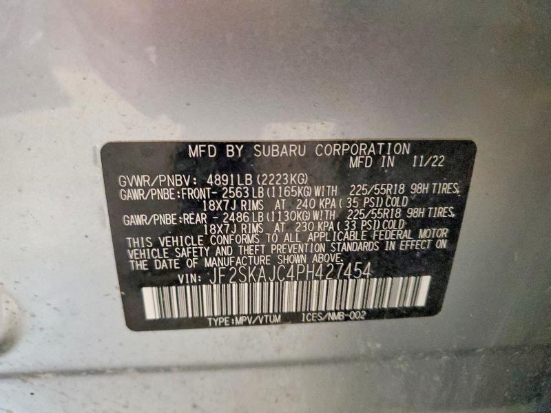 Продаж на аукціоні авто 2023 Subaru Forester, vin: JF2SKAJC4PH427454, номер лоту: 60060526